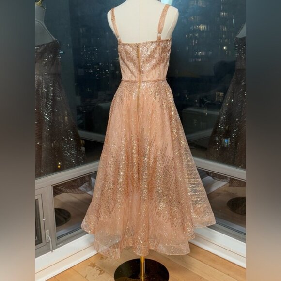 🆕 BRONX & BANCO 🧿 NWOT Mademoiselle Gold Sequin Midi Dress , Size M US 6 - Picture 12 of 16